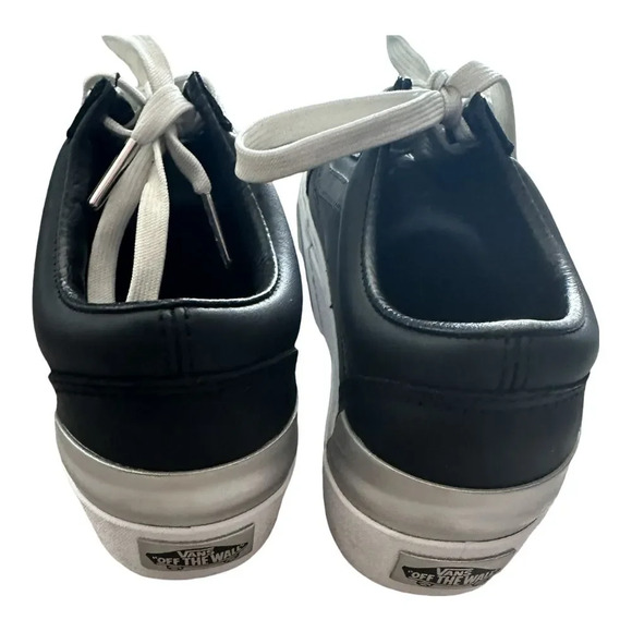 Vans Old Skool Stacked Shiny Black Leather Platform Sneaker Y2K Grunge W Size 6 - Picture 6 of 7